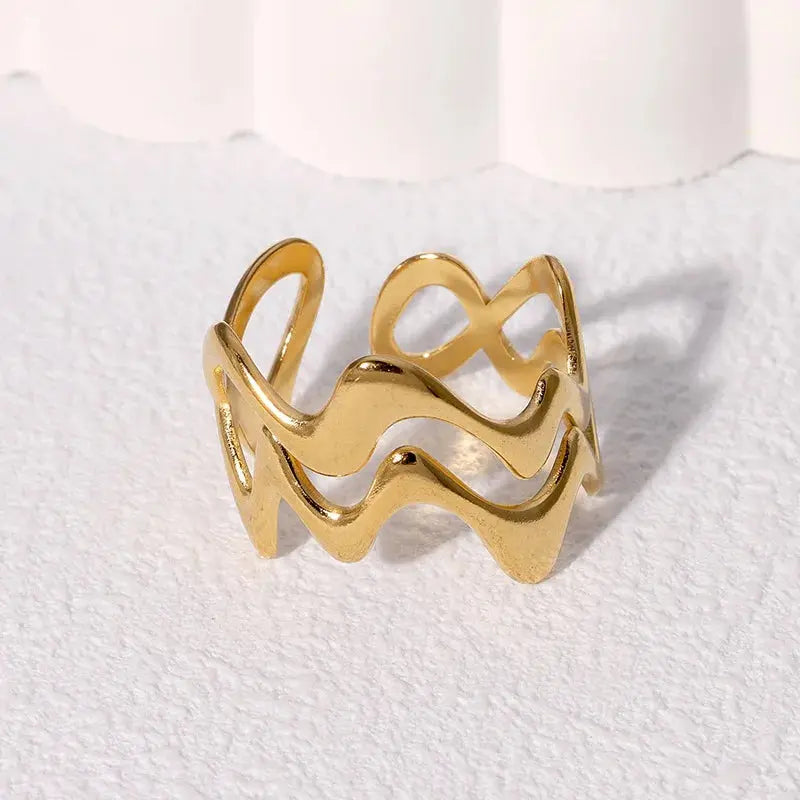 Steel Irregular Wave Rings Miraelia jewelry&Accessories