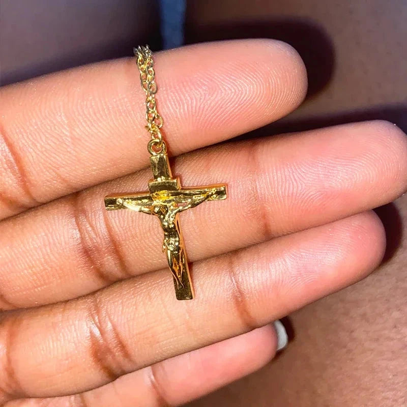 Christian Jesus Cross Necklace For Women Men Stainless Steel Chains - Miraelia jewelry&Accessories