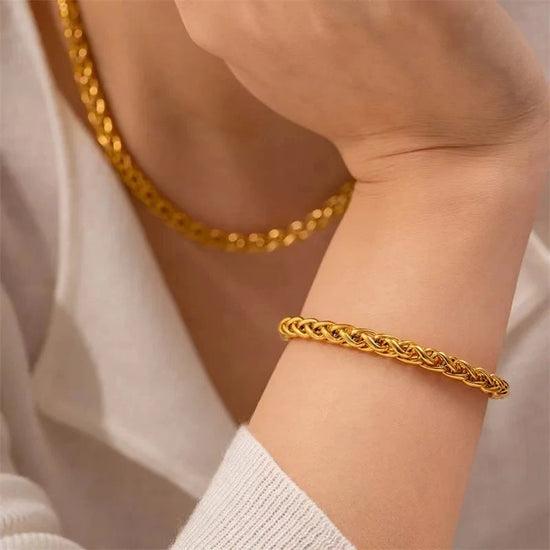 316L Stainless Steel Chain Necklace & Bracelet Jewelry Set - Miraelia jewelry&Accessories