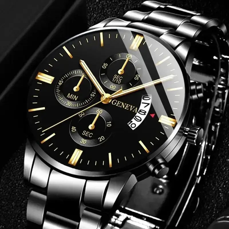Fashion Men Stainless Steel Watch Luxury Calendar Quartz Wrist Watch - Miraelia jewelry&Accessories