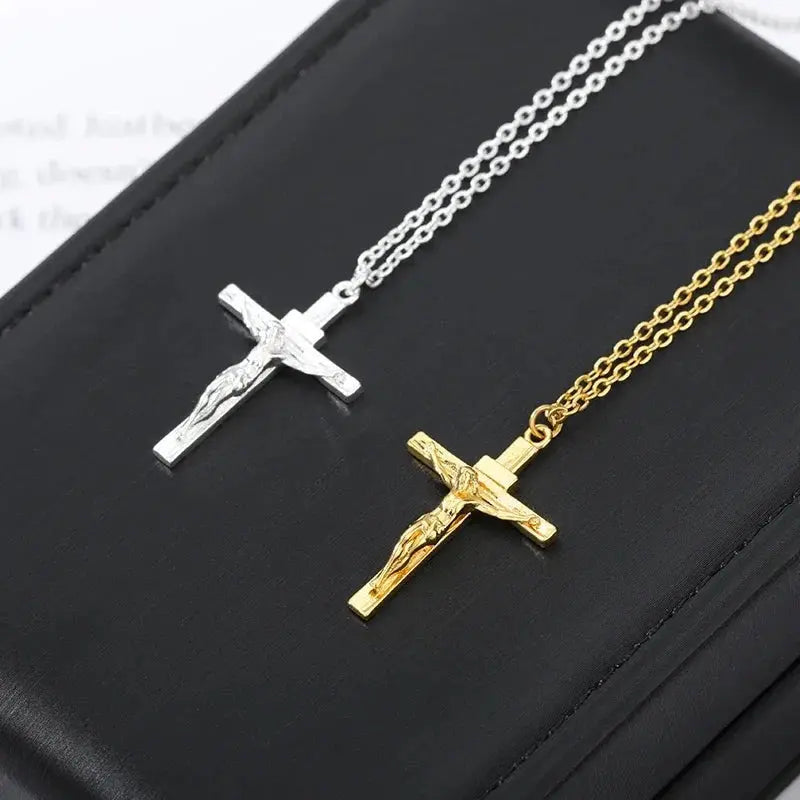 Christian Jesus Cross Necklace For Women Men Stainless Steel Chains - Miraelia jewelry&Accessories