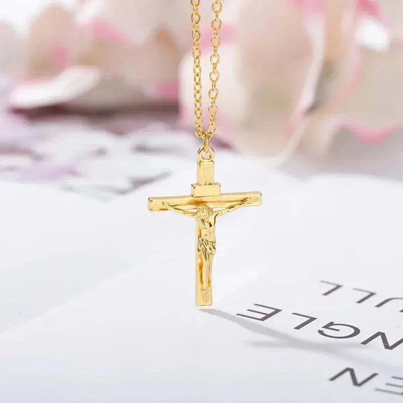Christian Jesus Cross Necklace For Women Men Stainless Steel Chains - Miraelia jewelry&Accessories