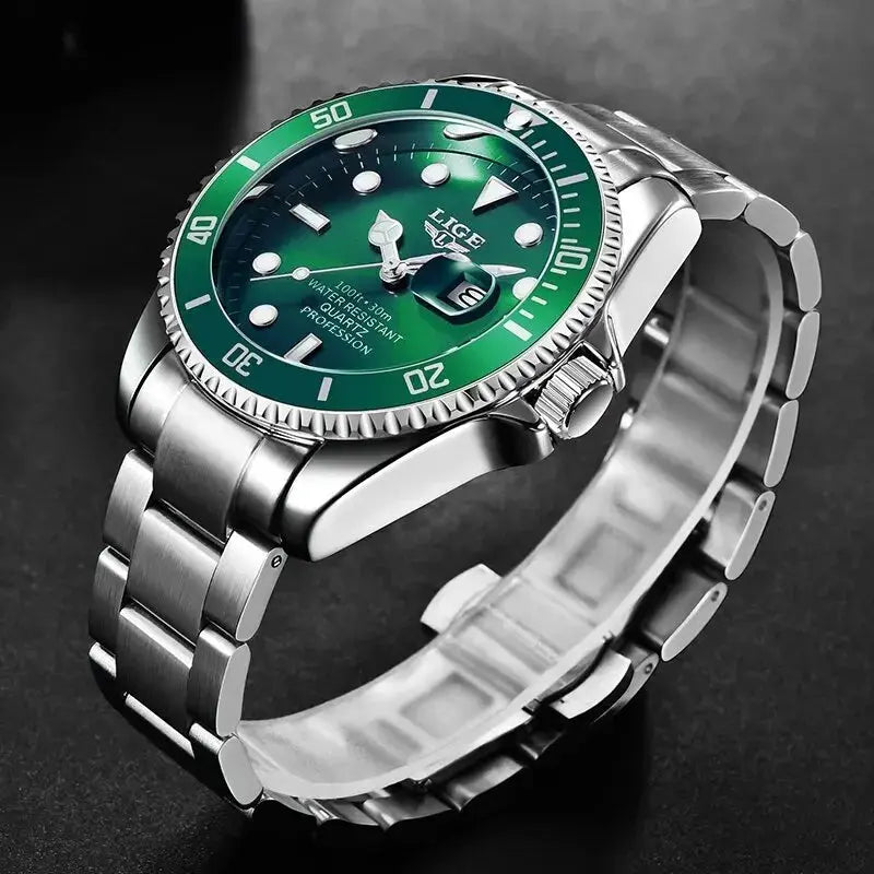 LIGE Top Brand Luxury Fashion Diver Watch Men 30ATM Waterproof Date - Miraelia jewelry&Accessories