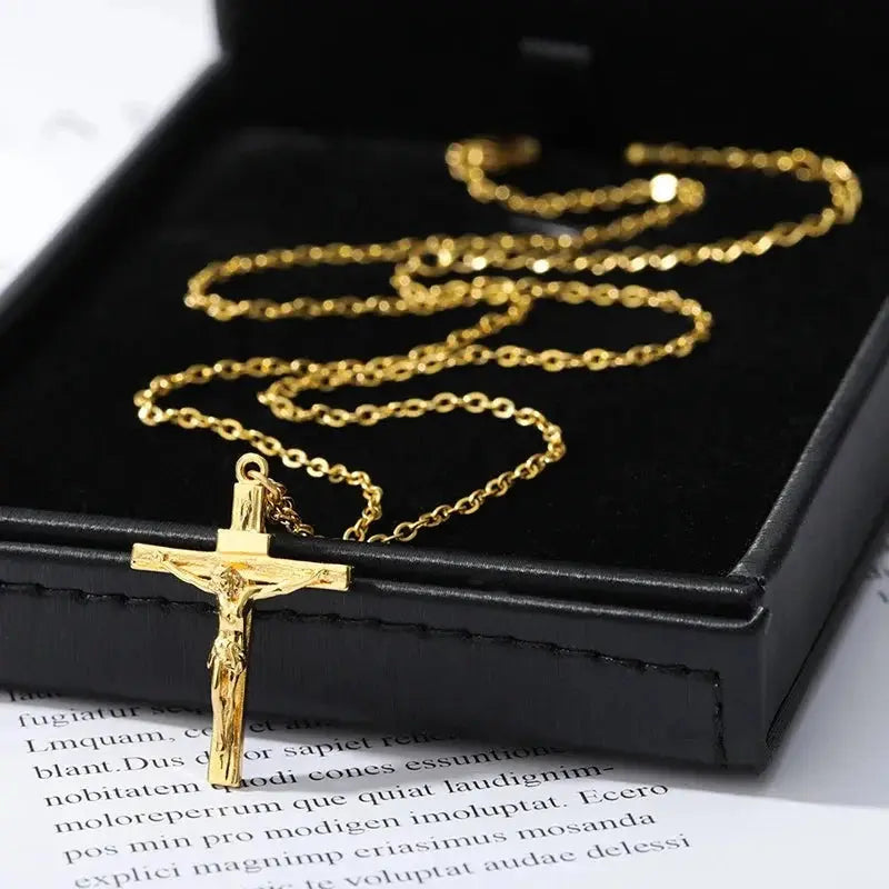 Christian Jesus Cross Necklace For Women Men Stainless Steel Chains - Miraelia jewelry&Accessories