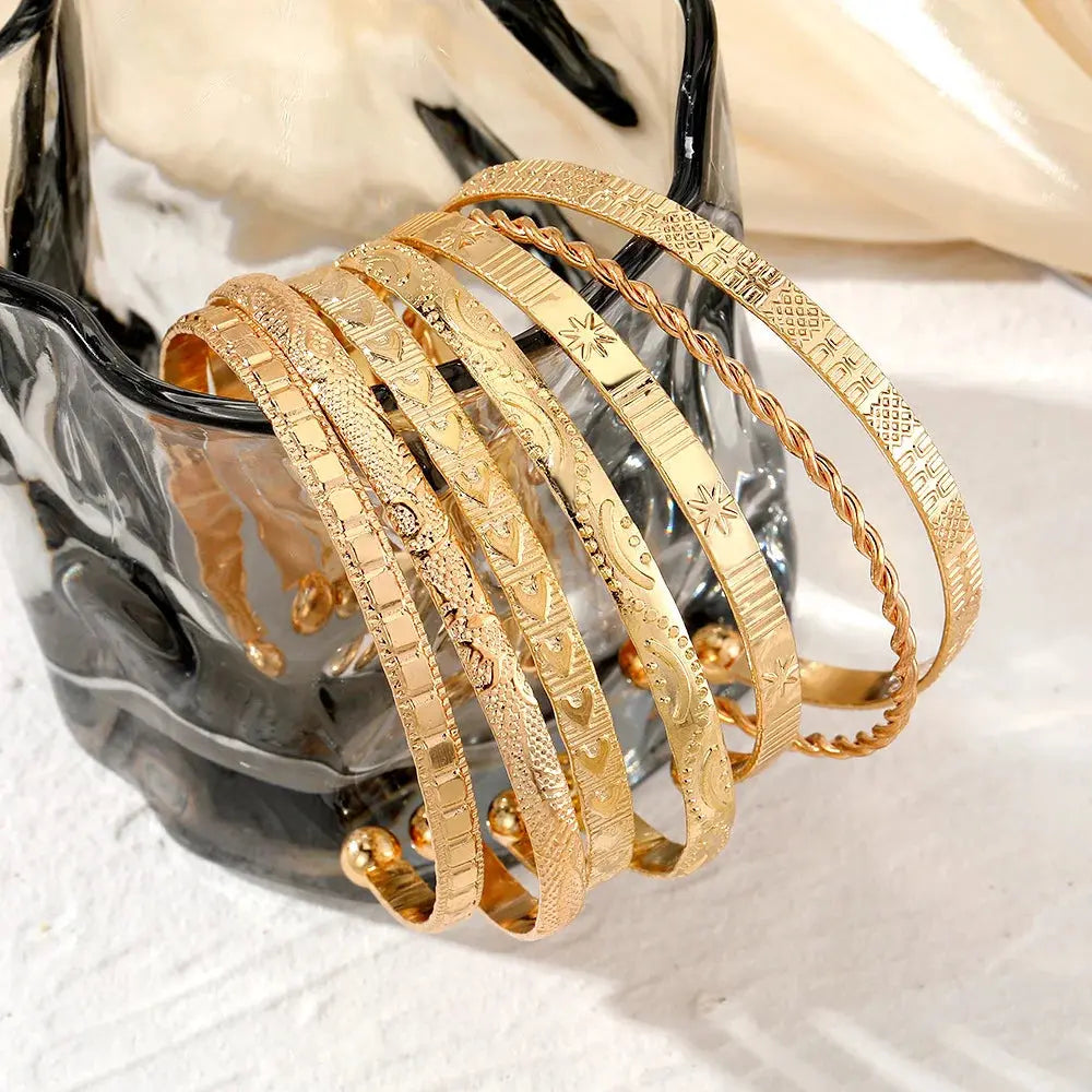 Punk Gold Bracelets Set 7pcs Miraelia jewelry&Accessories