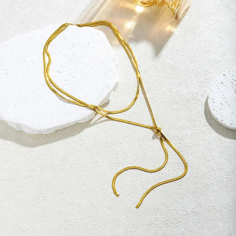 Steel Snake Chain Choker 134cm Miraelia jewelry&Accessories