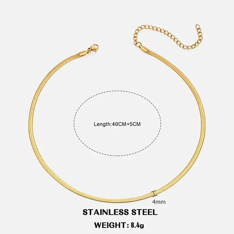 Flat Snake Chain Choker Miraelia jewelry&Accessories