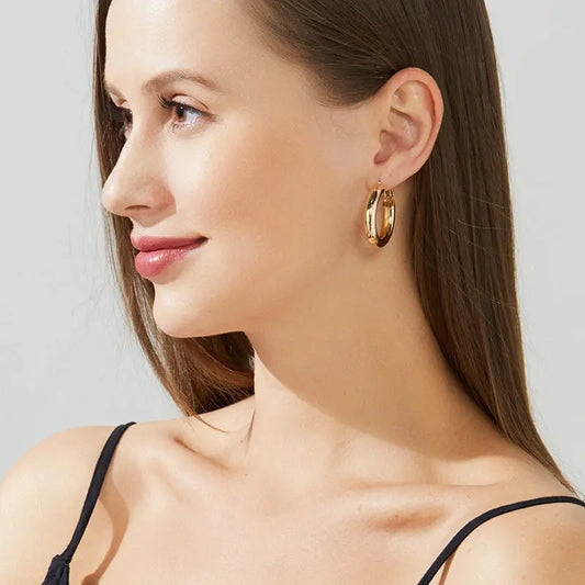 Steel Round Hoop Earrings 5mm Miraelia jewelry&Accessories