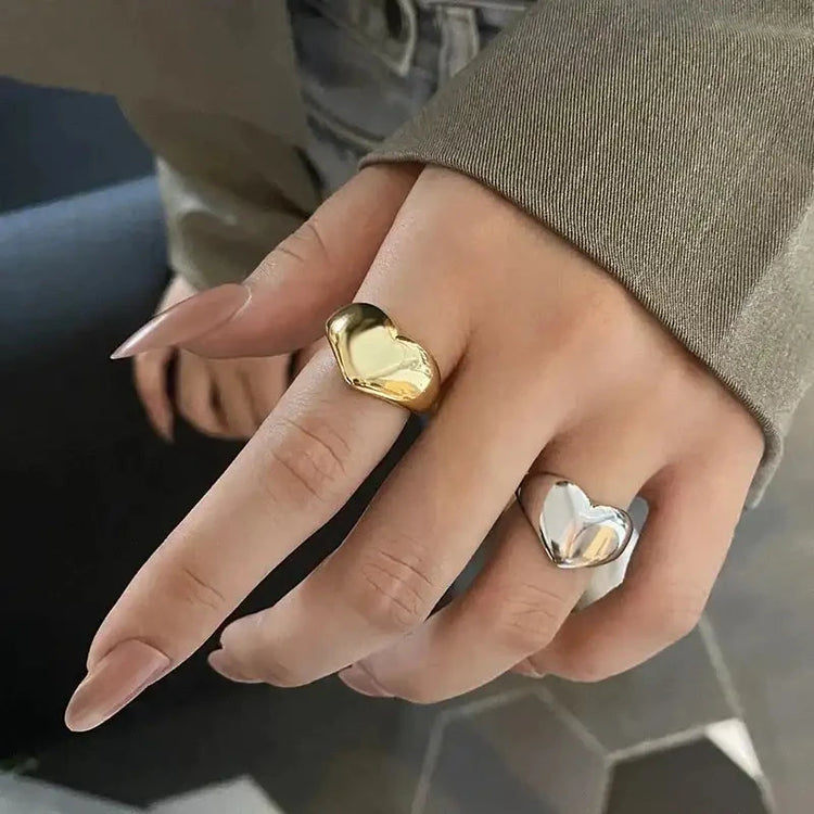 Retro Y2K Heart Ring - Unisex Stainless Steel - Miraelia jewelry&Accessories