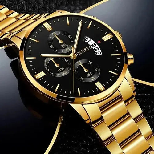 Fashion Men Stainless Steel Watch Luxury Calendar Quartz Wrist Watch - Miraelia jewelry&Accessories