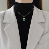 316L Stainless Steel Green Water Droplet Zircon Earrings - Miraelia jewelry&Accessories