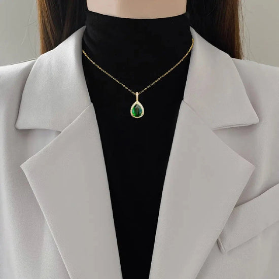 316L Stainless Steel Green Water Droplet Zircon Earrings - Miraelia jewelry&Accessories