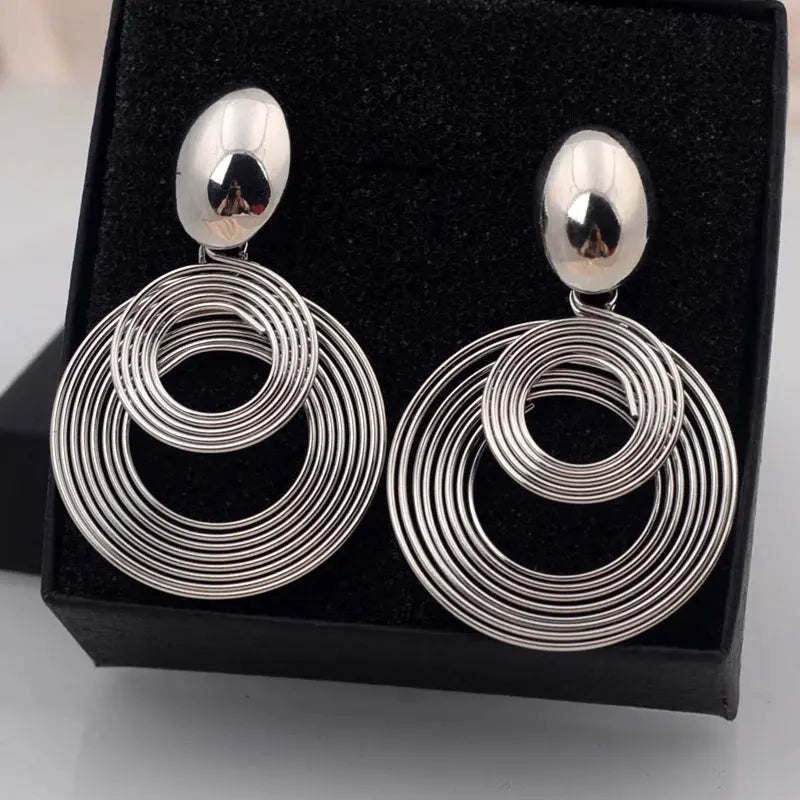 Big Round Statement Earrings Miraelia jewelry&Accessories