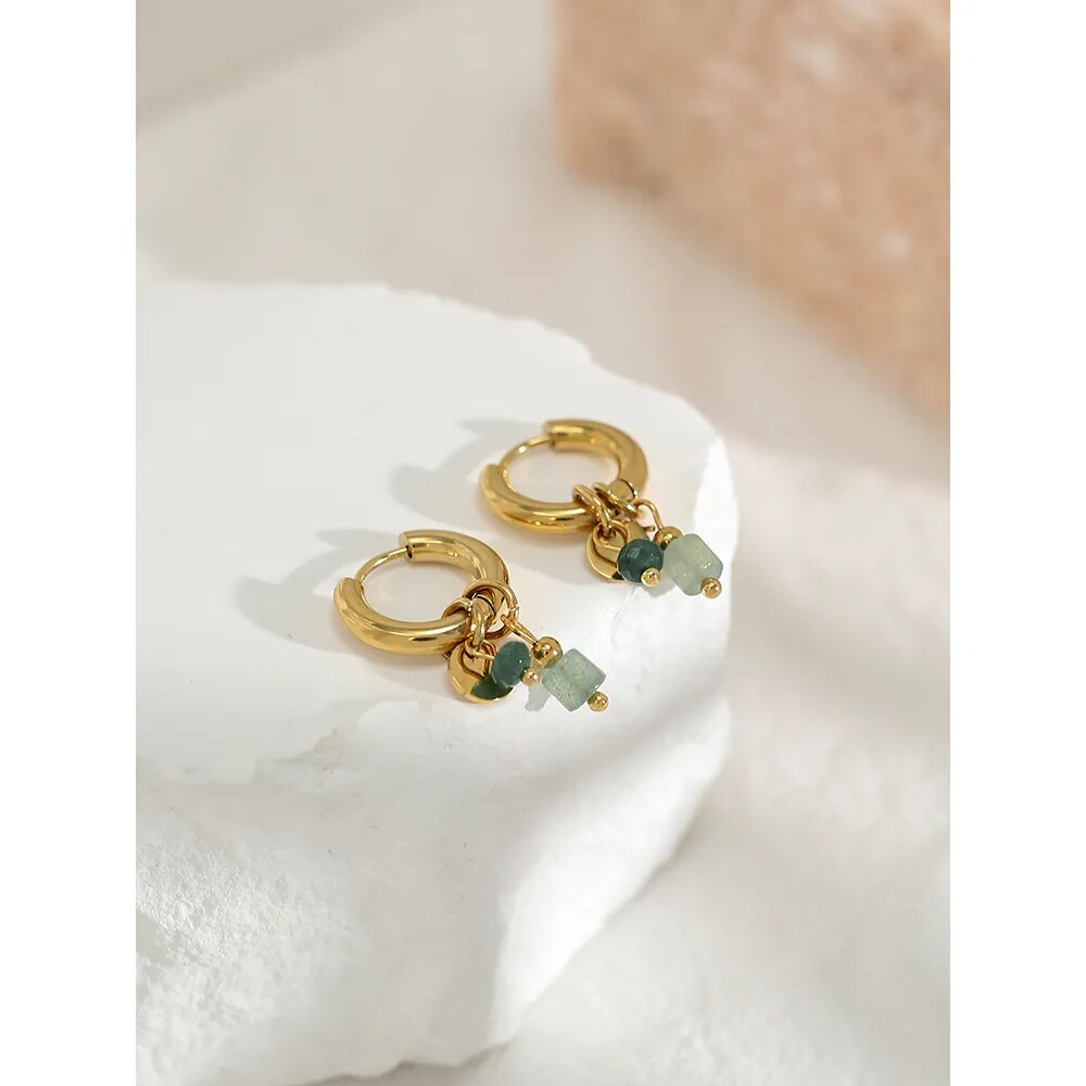 18K Gold Plated Vintage Hoop Earrings for Women - Stainless Steel - Miraelia jewelry&Accessories