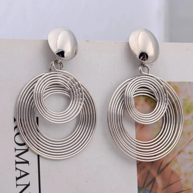 Big Round Statement Earrings Miraelia jewelry&Accessories