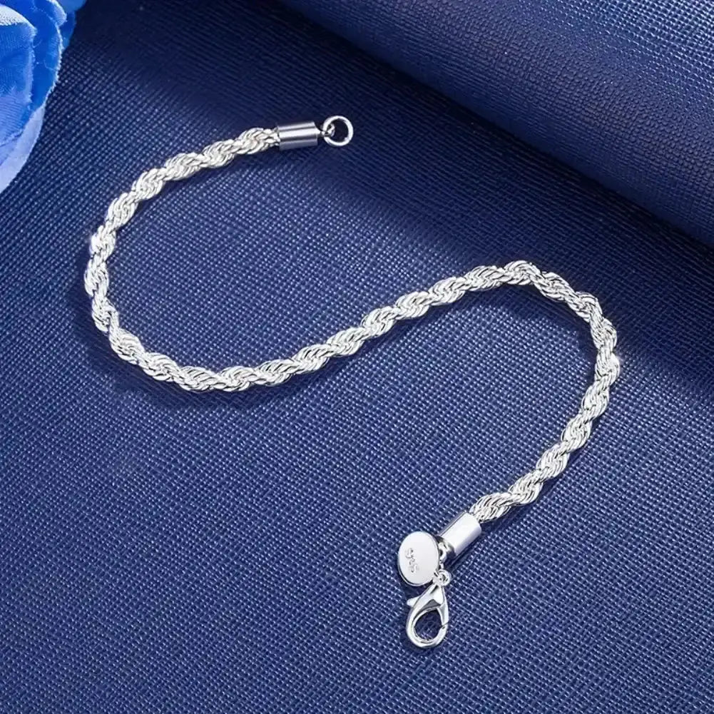18K Gold Silver Plated 4MM Rope Chain Bracelet for Men - Miraelia jewelry&Accessories