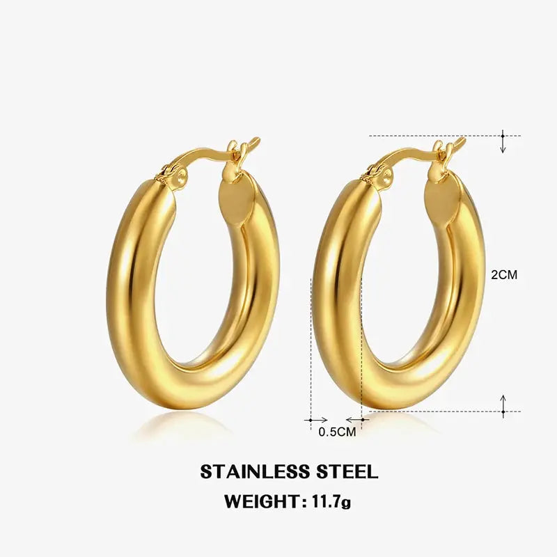 Steel Round Hoop Earrings 5mm Miraelia jewelry&Accessories