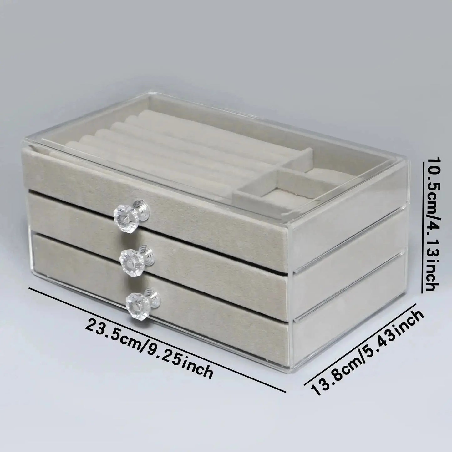 1 Piece of High-capacity Three-layer Flannel Jewelry Box Drawer - Miraelia jewelry&Accessories