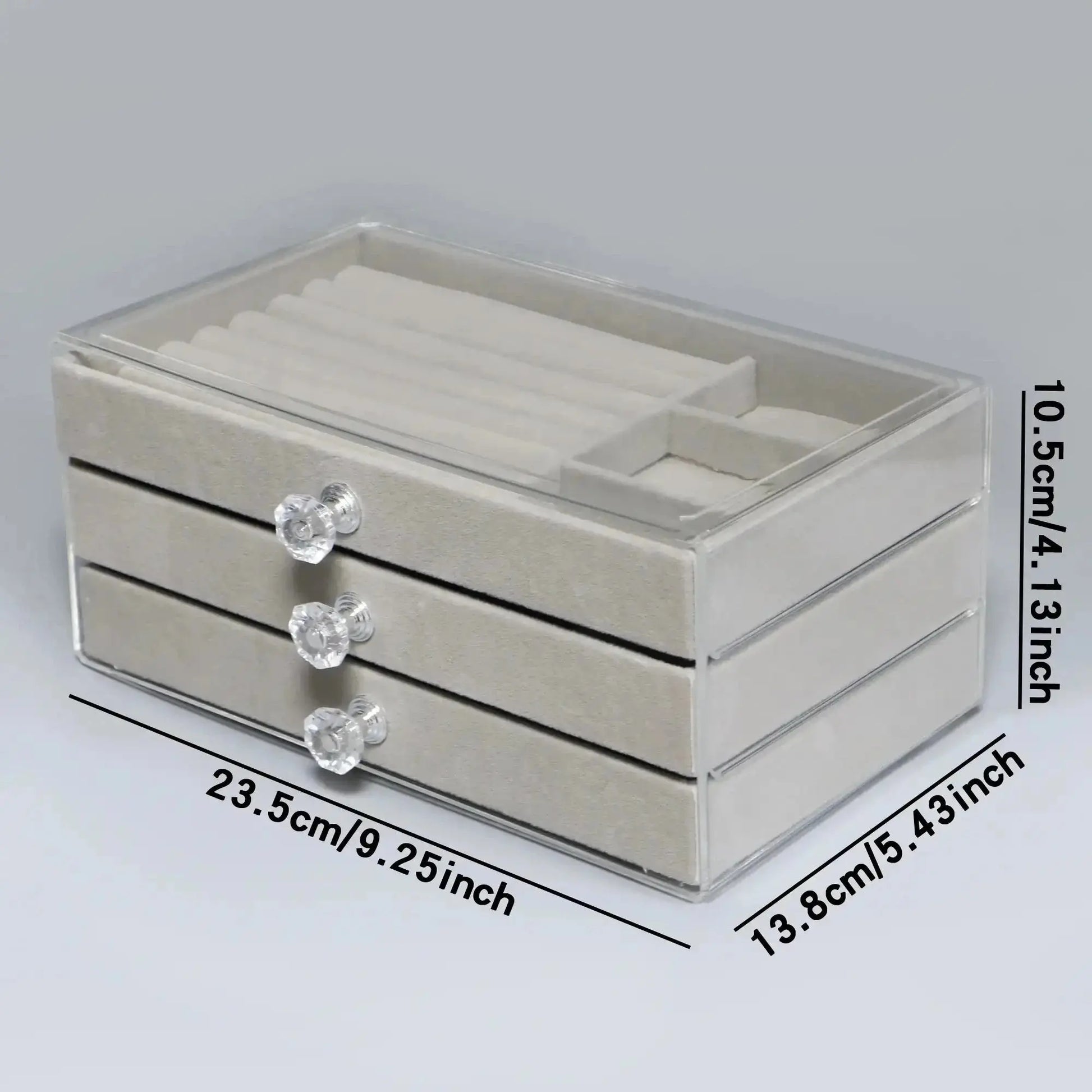 1 Piece of High-capacity Three-layer Flannel Jewelry Box Drawer - Miraelia jewelry&Accessories
