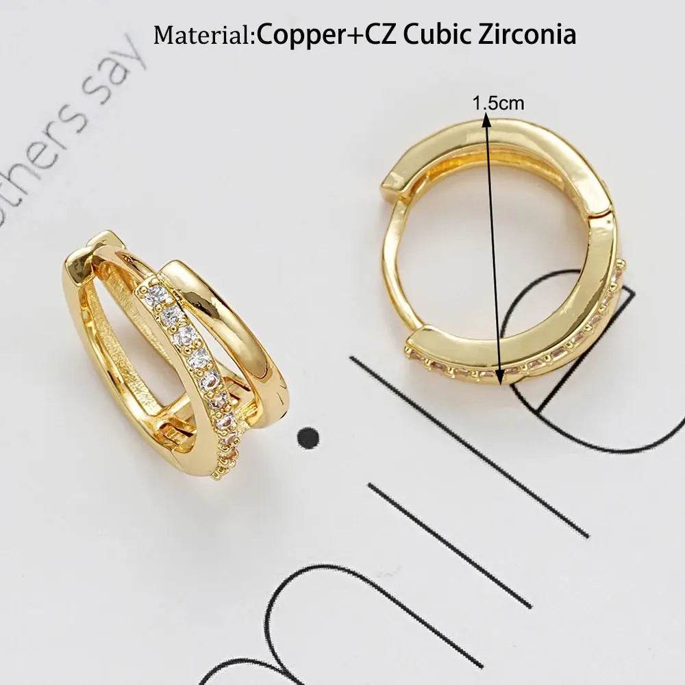 Gold CZ Huggie Hoop Earrings Miraelia jewelry&Accessories