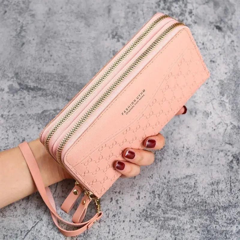 Embossed Long Zipper Wallet Miraelia jewelry&Accessories