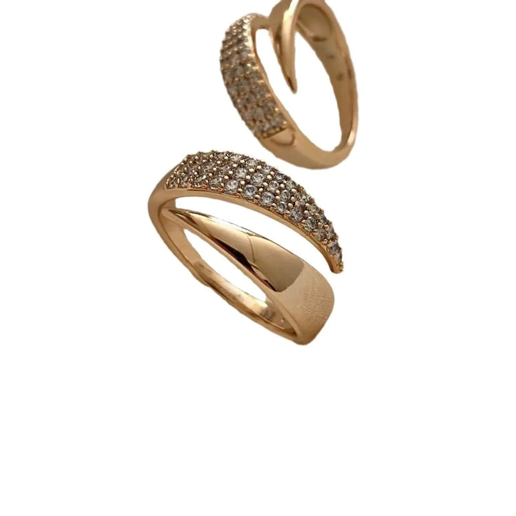 Geometric Diamond Ring - Gold Adjustable Opening Design - Miraelia jewelry&Accessories