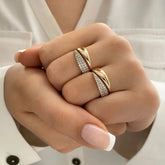 Geometric Diamond Ring - Gold Adjustable Opening Design - Miraelia jewelry&Accessories