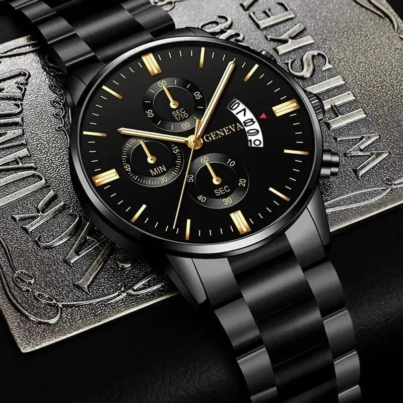 Fashion Men Stainless Steel Watch Luxury Calendar Quartz Wrist Watch - Miraelia jewelry&Accessories