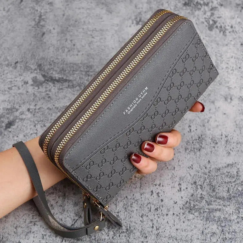 Embossed Long Zipper Wallet Miraelia jewelry&Accessories