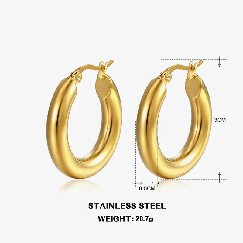Steel Round Hoop Earrings 5mm Miraelia jewelry&Accessories