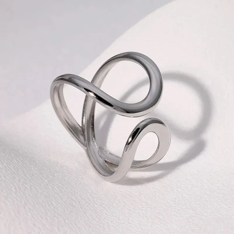 Steel Irregular Wave Rings Miraelia jewelry&Accessories