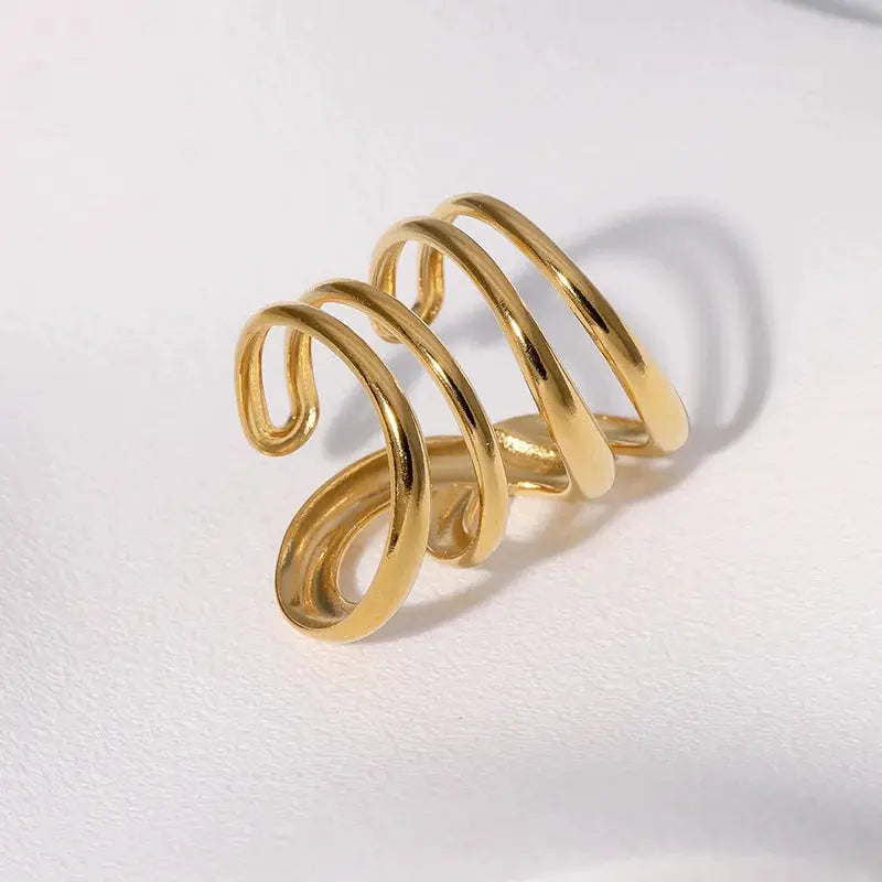 Steel Irregular Wave Rings Miraelia jewelry&Accessories