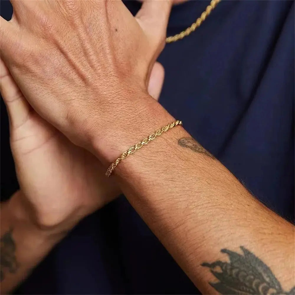 Hip Hop Steel Twist Chain Bracelet Miraelia jewelry&Accessories