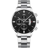 2023 Fashion Men Gold Stainless Steel Watch Luxury Calendar Quartz - Miraelia jewelry&Accessories