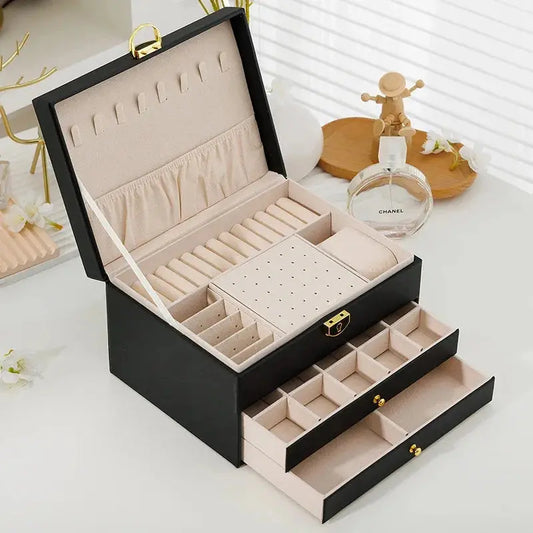 1 Pcs Portable Jewelry Storage Box Pink Home Travel Earrings Necklace - Miraelia jewelry&Accessories