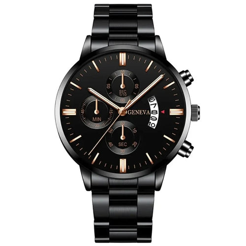 Fashion Men Stainless Steel Watch Luxury Calendar Quartz Wrist Watch - Miraelia jewelry&Accessories