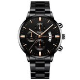 Fashion Men Stainless Steel Watch Luxury Calendar Quartz Wrist Watch - Miraelia jewelry&Accessories