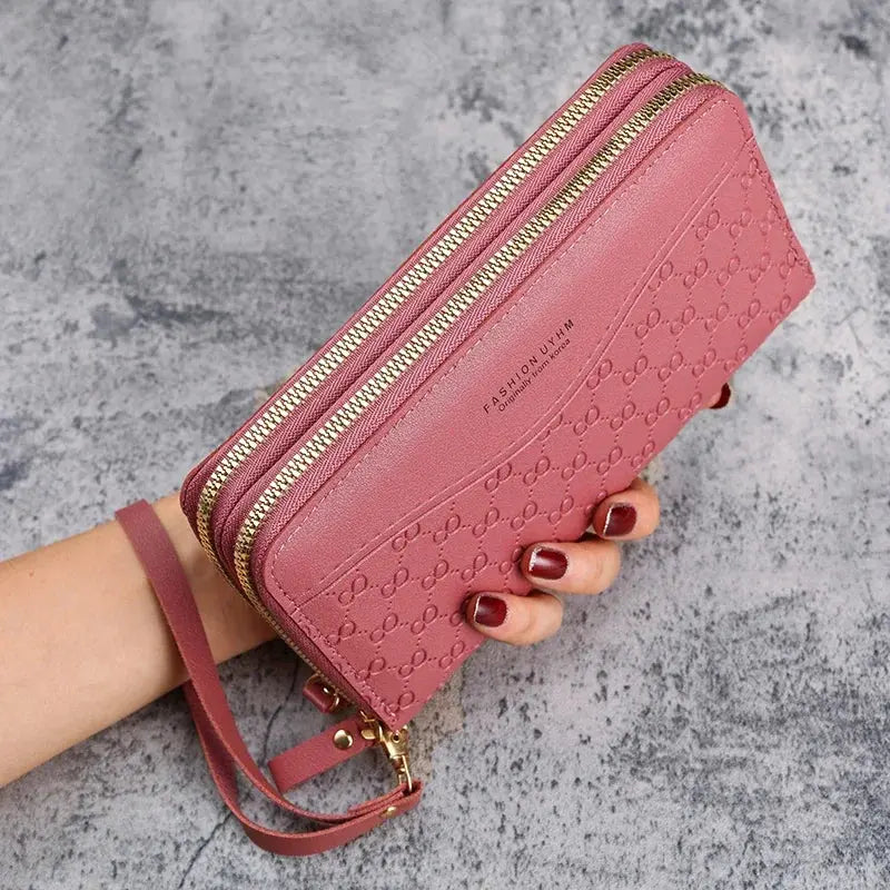 Embossed Long Zipper Wallet Miraelia jewelry&Accessories