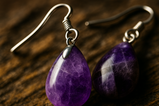 Amethyst Dangle Earrings- Purple - Miraelia jewelry&Accessories