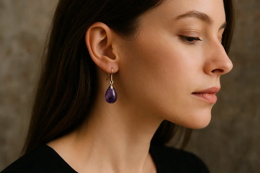 Amethyst Dangle Earrings- Purple - Miraelia jewelry&Accessories