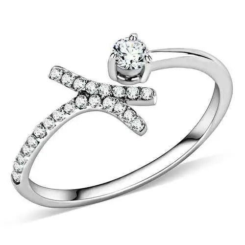 High Polished Stainless Steel Ring - AAA Grade CZ Clear Stone | Miraelia - Miraelia jewelry&Accessories