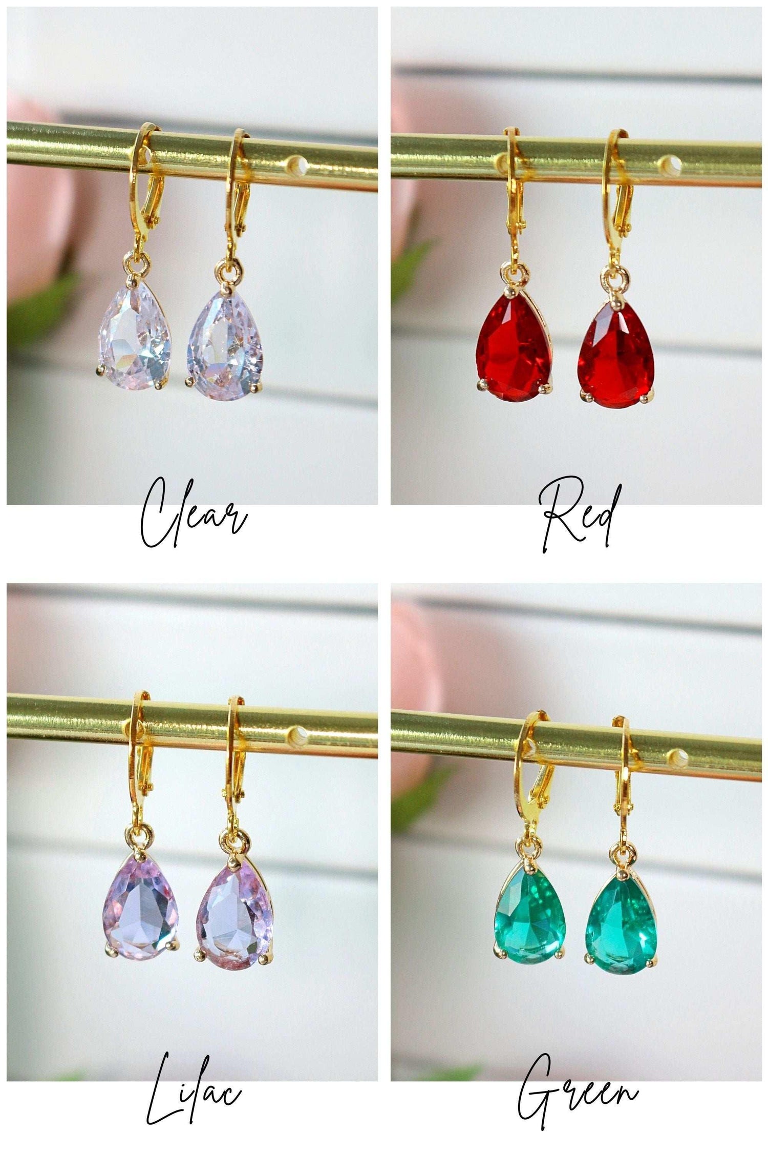 18K Rainbow Teardrop Hoop Earrings - Miraelia jewelry&Accessories