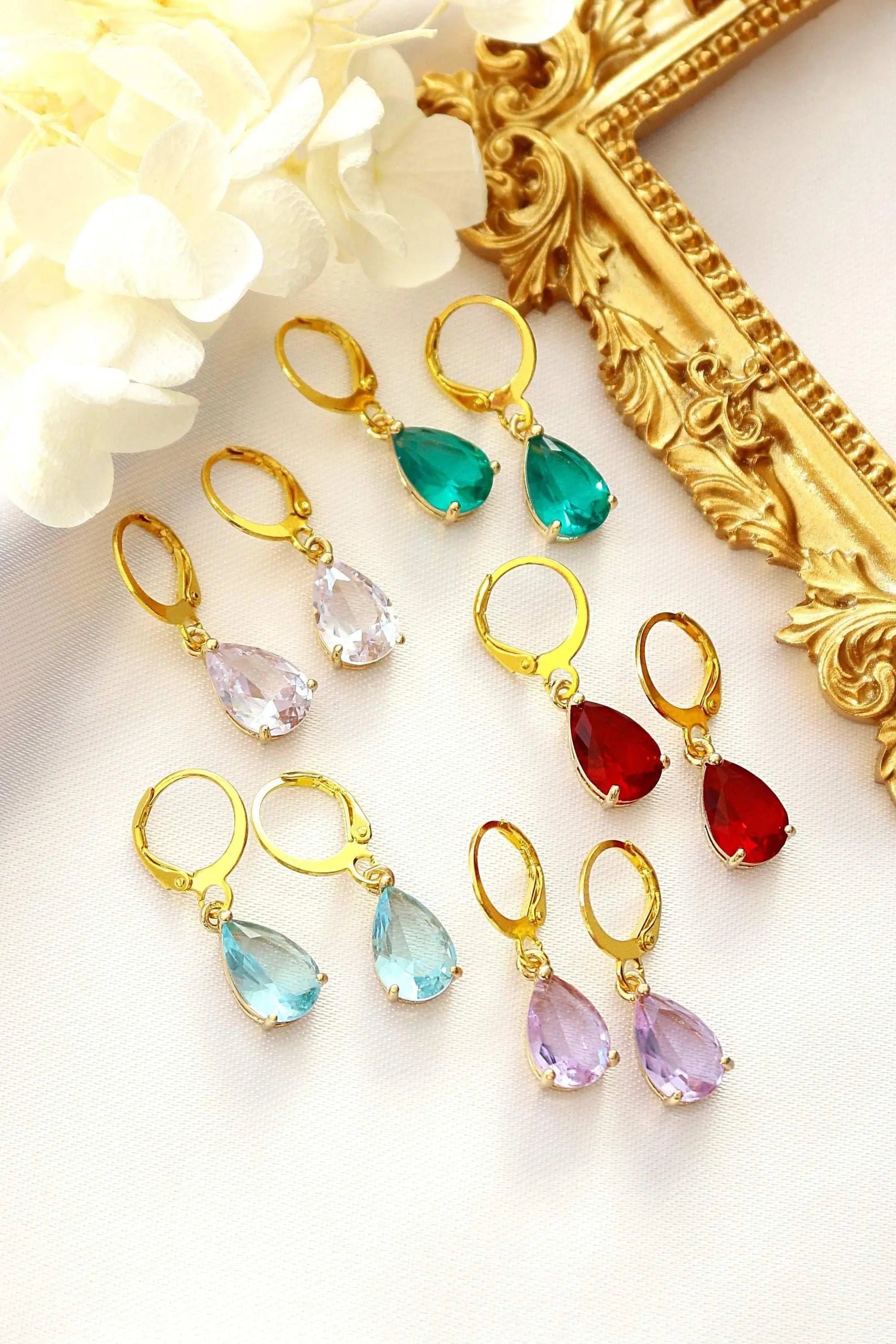 18K Rainbow Teardrop Hoop Earrings - Miraelia jewelry&Accessories