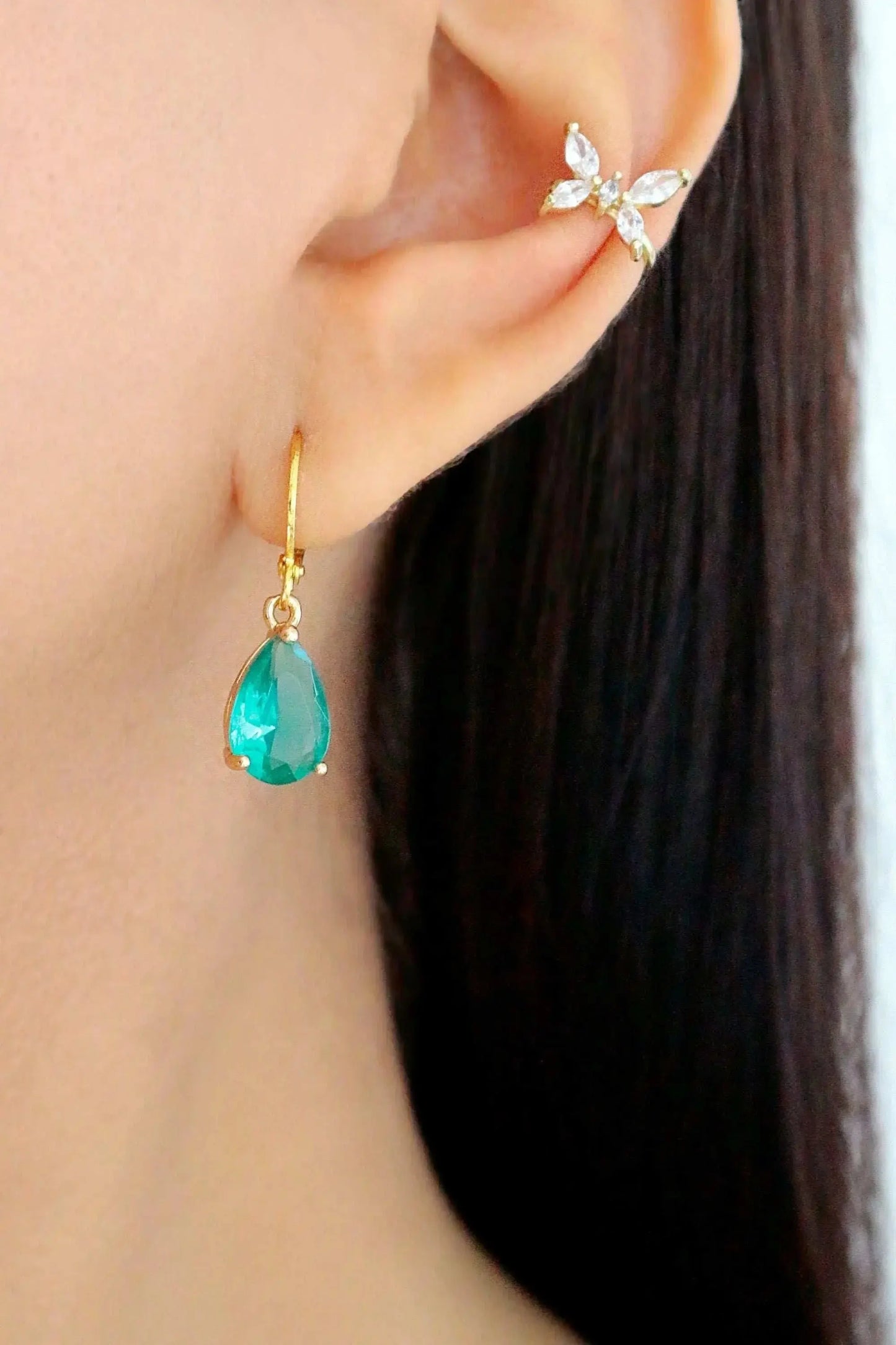 18K Rainbow Teardrop Hoop Earrings - Miraelia jewelry&Accessories
