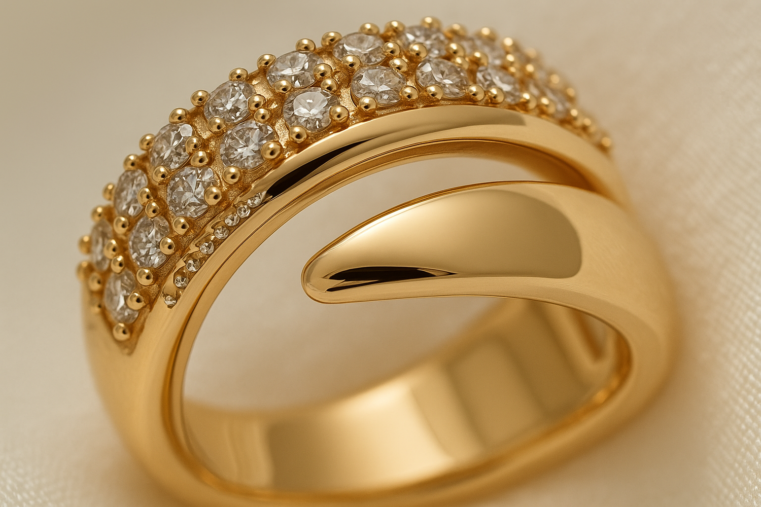 Geometric Diamond Ring - Gold Adjustable Opening Design - Miraelia jewelry&Accessories