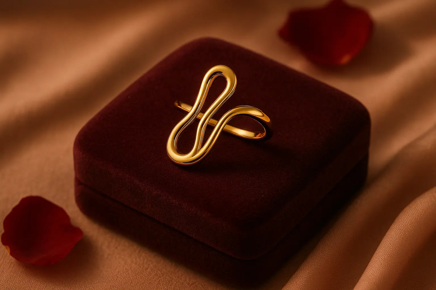 Double S-Shaped Ring - 18K Gold Plated Opening Design - Miraelia jewelry&Accessories