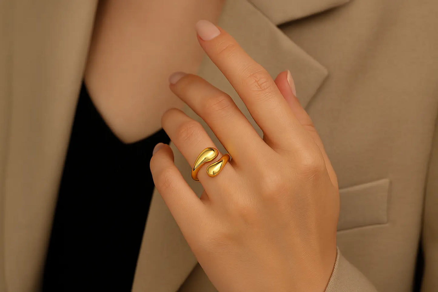 Cross-border new product gold opening adjustable lightweight luxury - Miraelia jewelry&Accessories