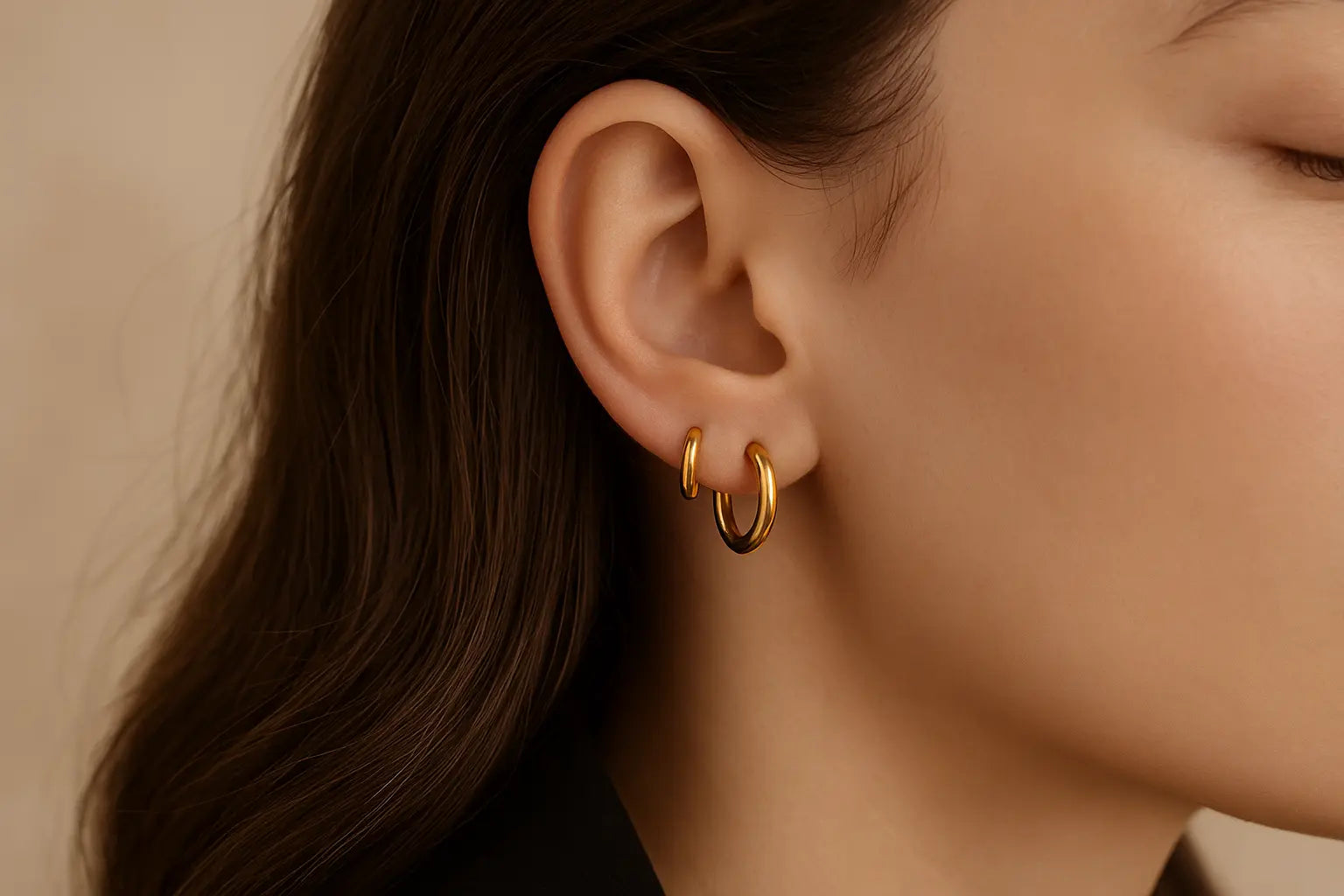 2pcs Fashion Hoop Earrings, Gold Color Tiny Cartilage Earrings - Miraelia jewelry&Accessories