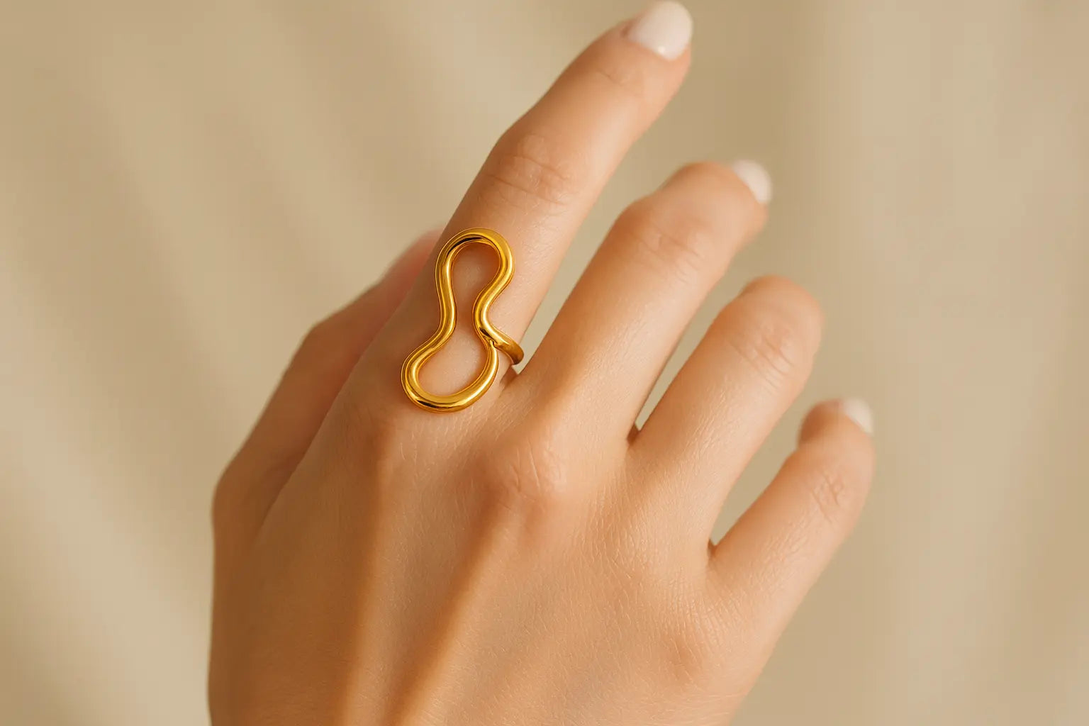 Double S-Shaped Ring - 18K Gold Plated Opening Design - Miraelia jewelry&Accessories