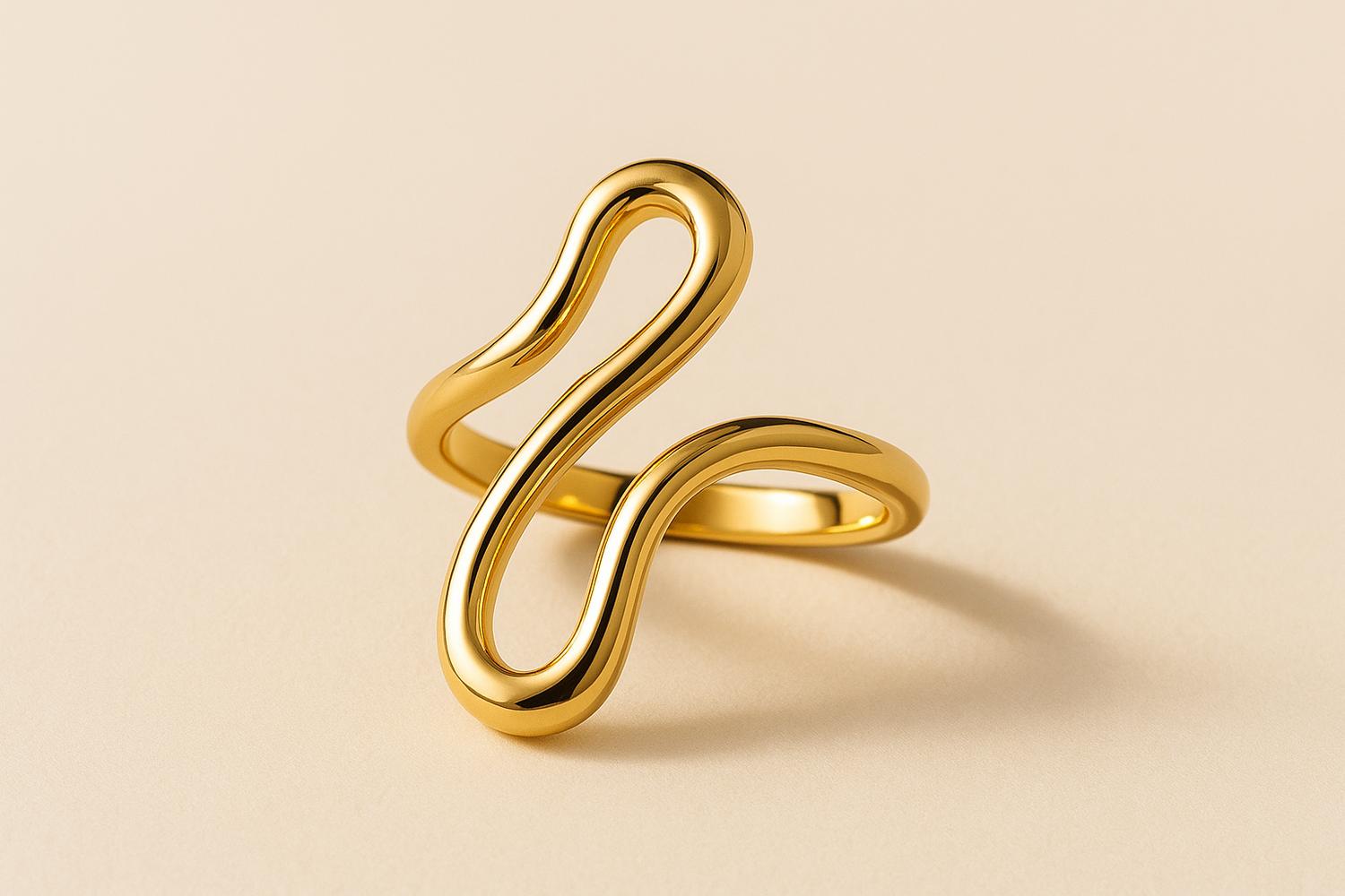Double S-Shaped Ring - 18K Gold Plated Opening Design - Miraelia jewelry&Accessories